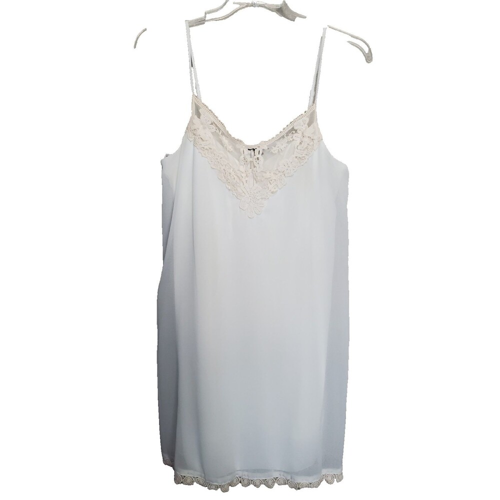City Triangles Ivory Lace Trim Lined Chemise Slip Dress Size XL Vintage 90s Y2K